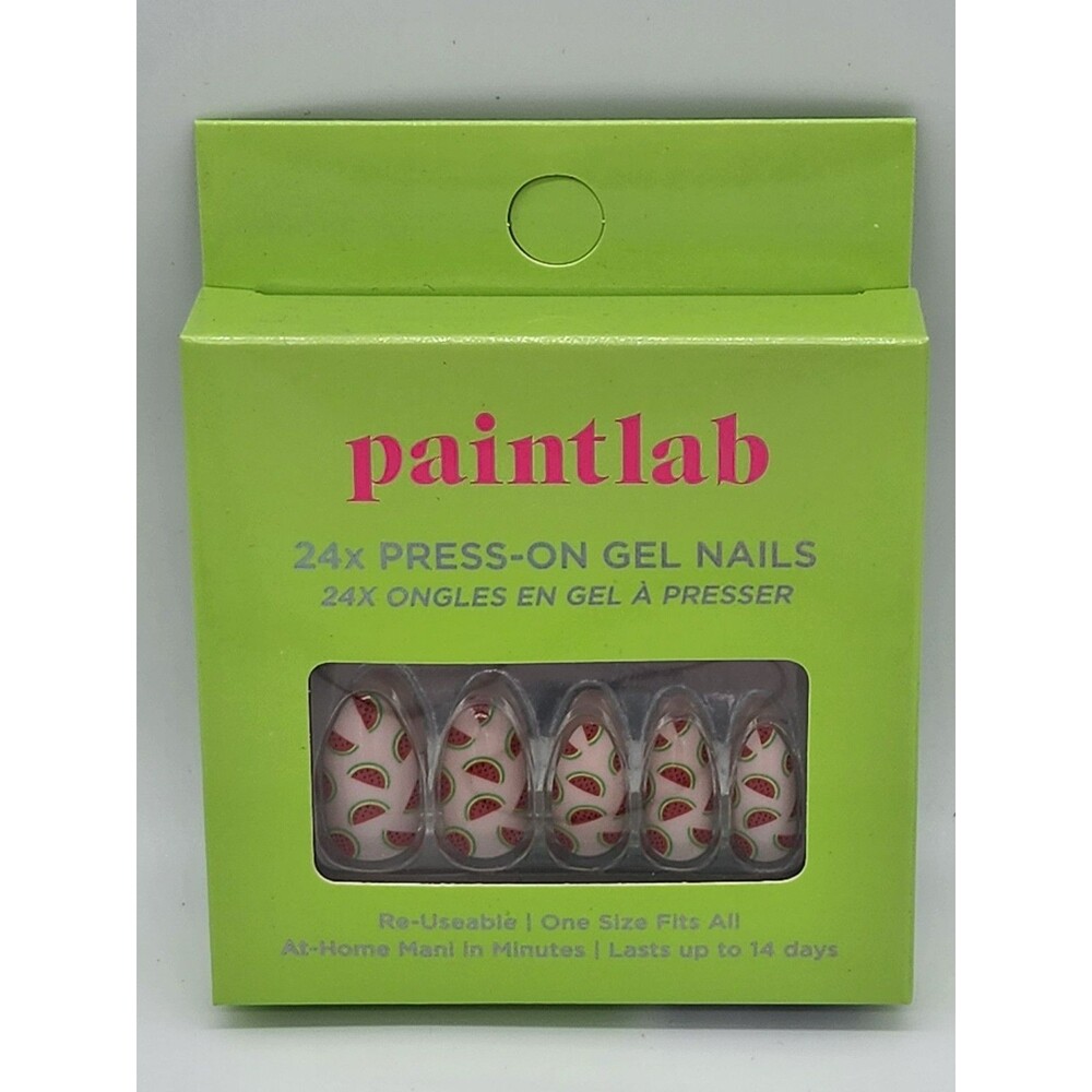 Paintlab Watermelon Press On Nails 24pc Cute Summer Gel Nails Reusable